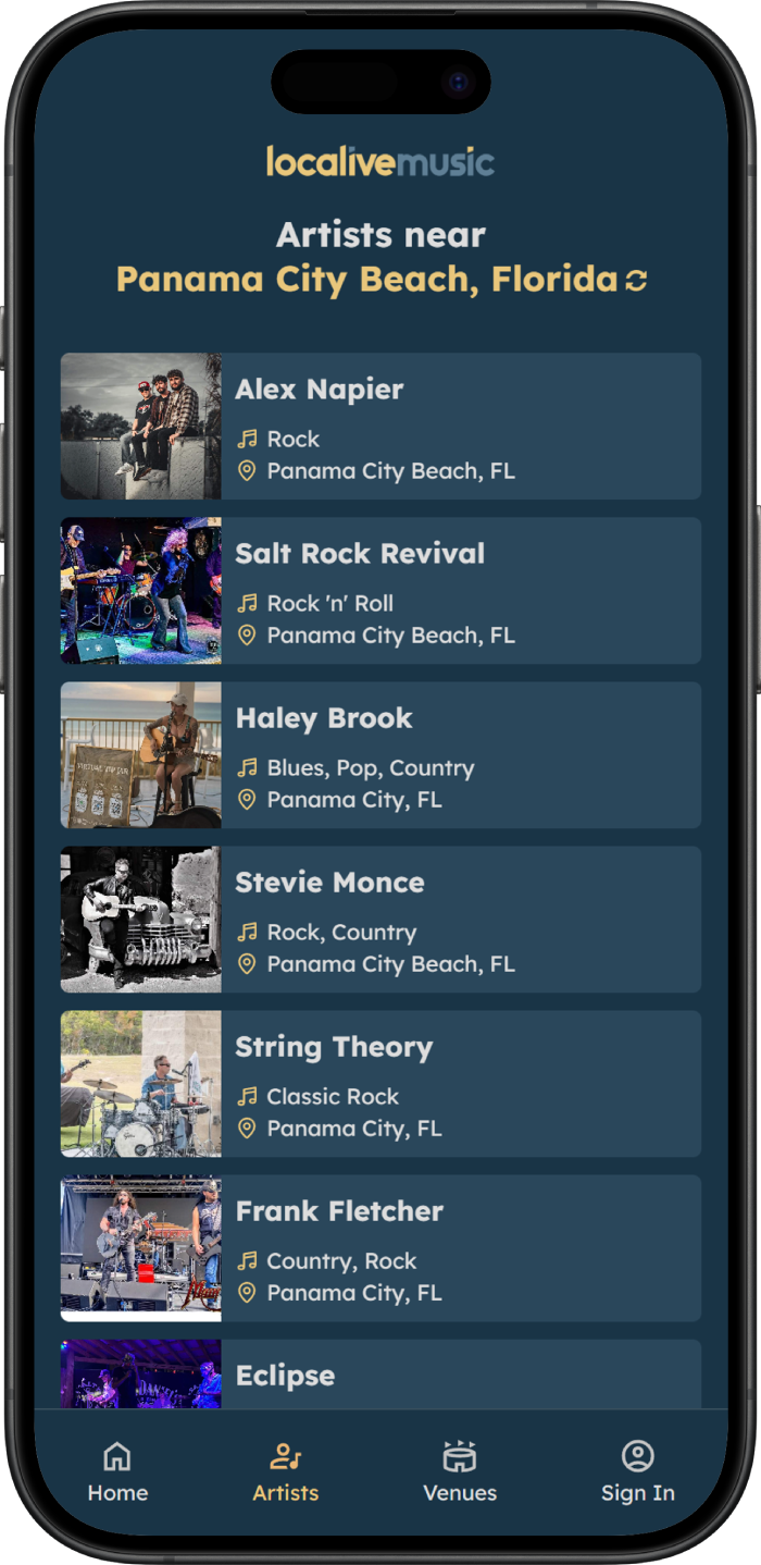Local List. Music LocaliveMusic | Find Local Live Music Near You