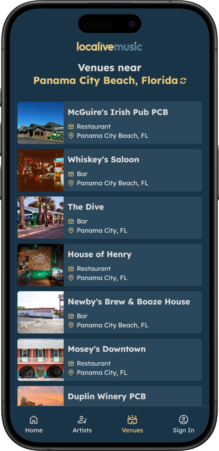 Local List. Music LocaliveMusic | Find Local Live Music Near You